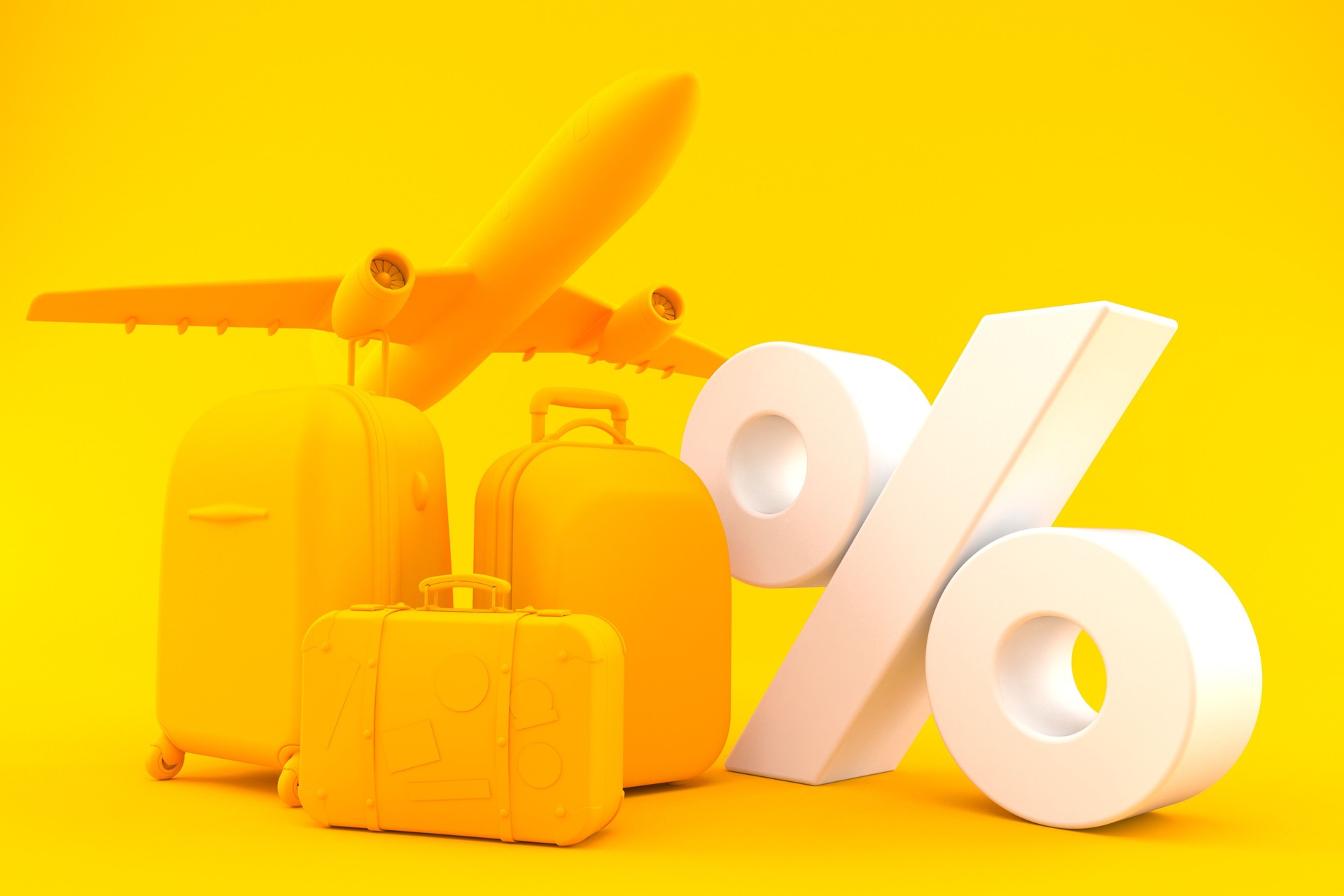 Travel background with percent symbol