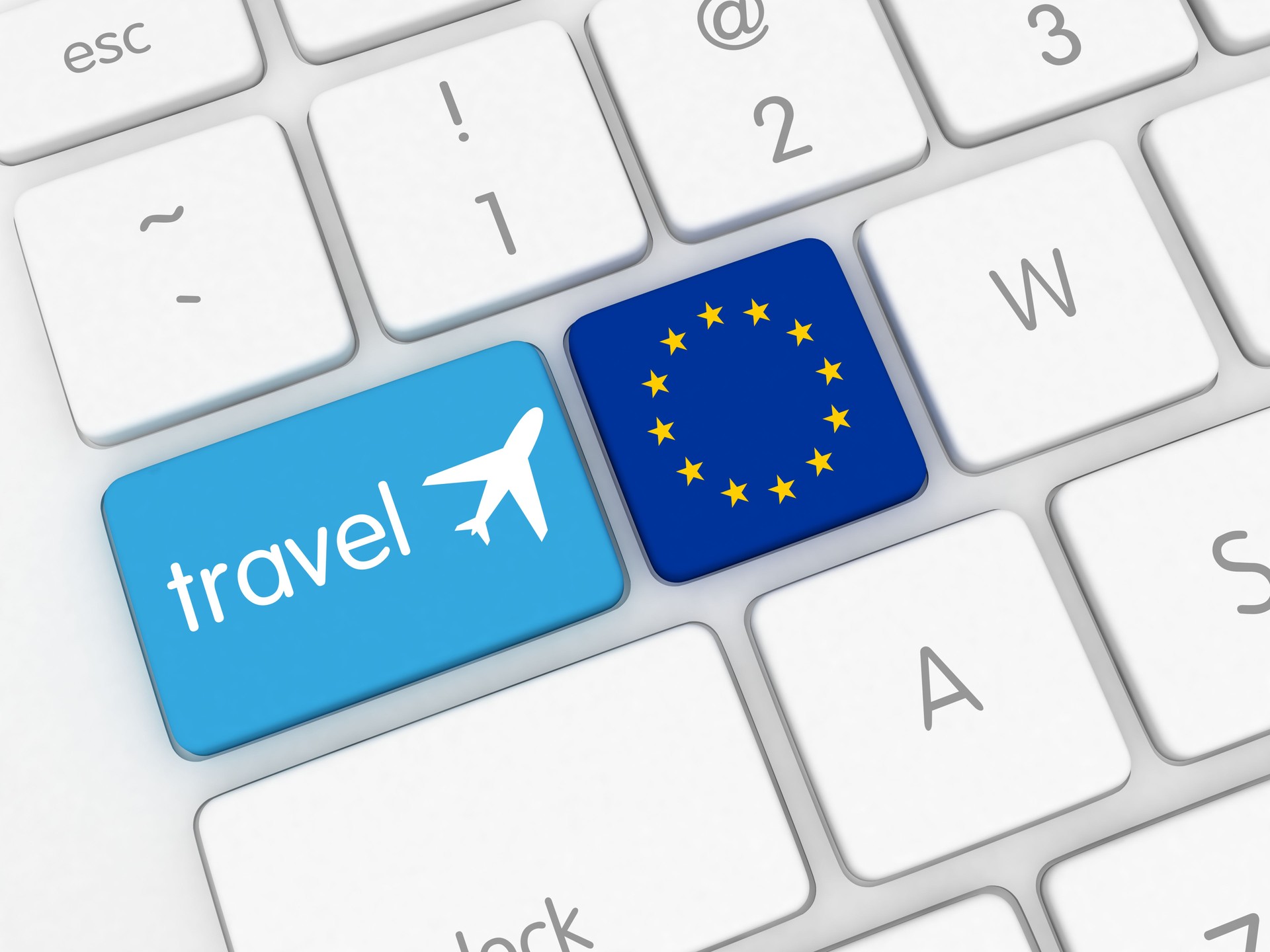 EU flag travel vacation airplane flight online reservation
