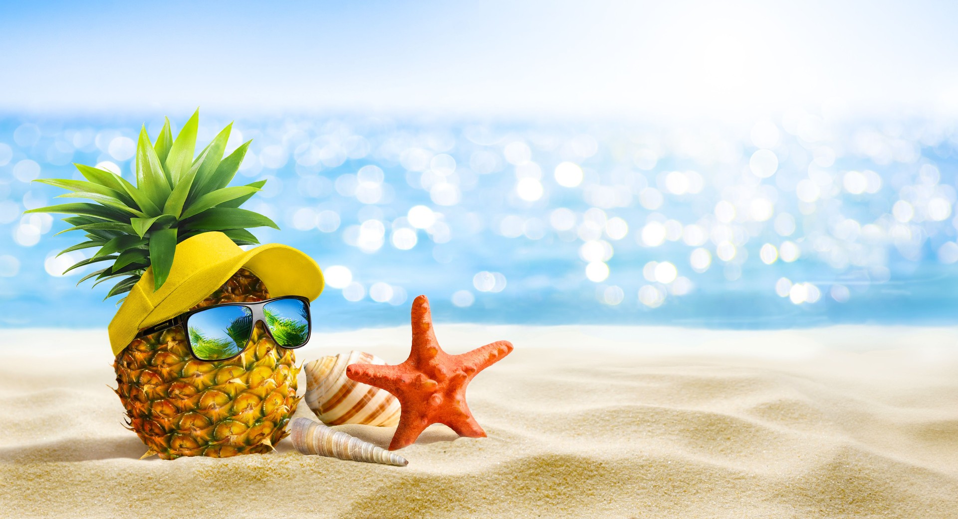 Enjoy a vibrant Pineapple themed Beach Vacation with cheerful Starfish and stylish Sunglasses Enjoy a vibrant Pineapple themed Beach Vacation with cheerful Starfish and stylish Sunglasses
