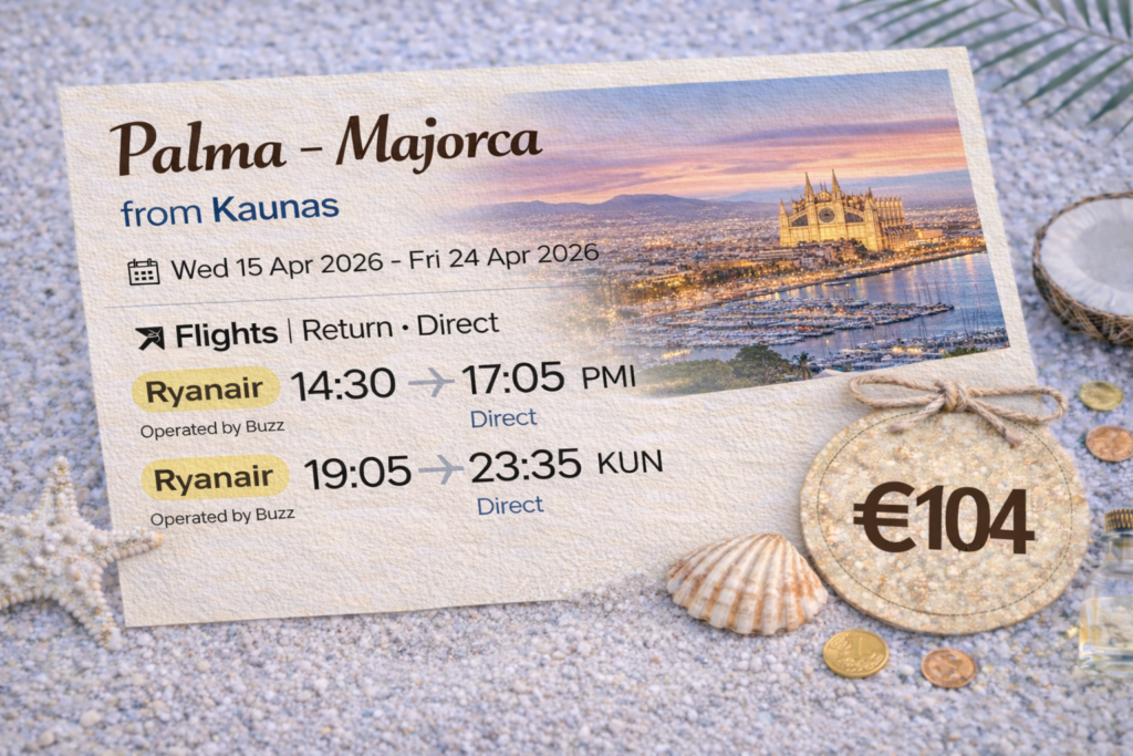 Palma de Mallorca last minute deal – skrydis pirmyn ir atgal už 104 €