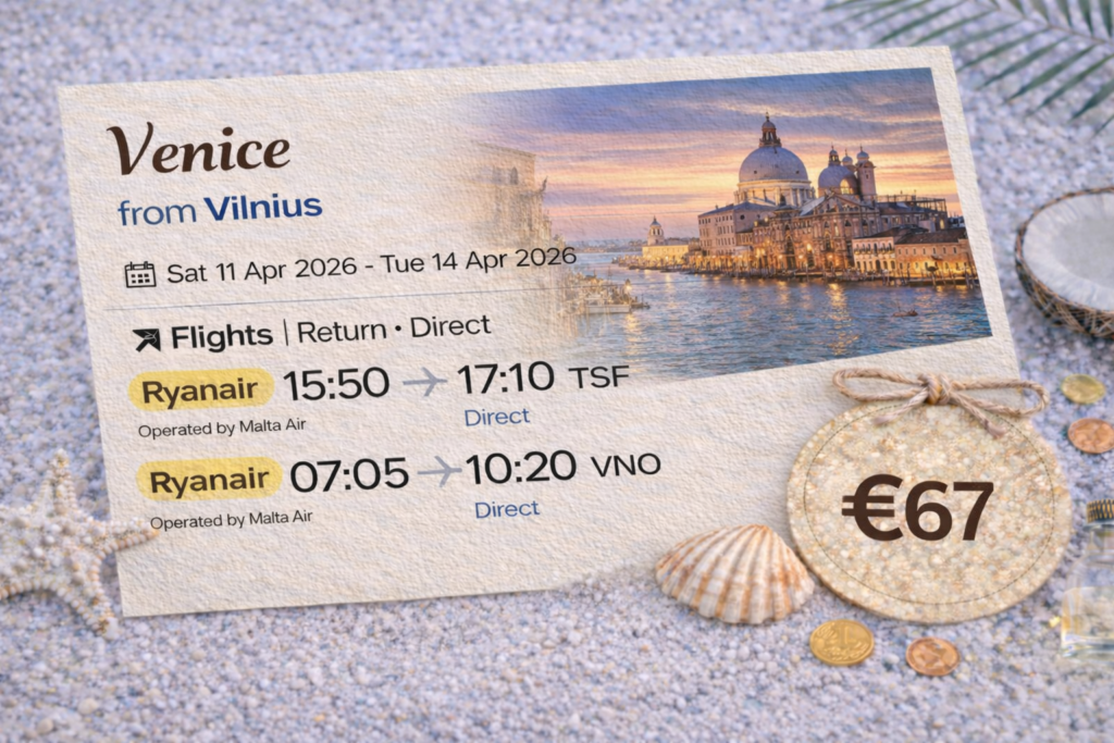 Pigi kelionė į Veneciją iš Vilniaus – tiesioginiai Ryanair skrydžiai balandžio 11–14 d.
