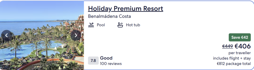 All-inclusive holiday in Fuengirola, Spain from Dublin – 4-night stay with return flights, beachfront hotel, deposit from €110 and total price €374 per person.