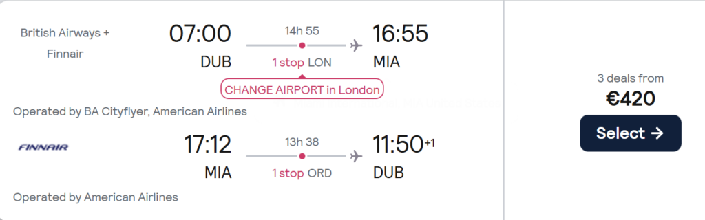 Cheap flights from Dublin to Miami for only €375 per adult. Discover Florida’s most iconic beach city with white sand beaches, palm-lined streets, vibrant nightlife, and stunning skyline views. Perfect long-haul getaway for couples, solo travellers, and sunshine lovers