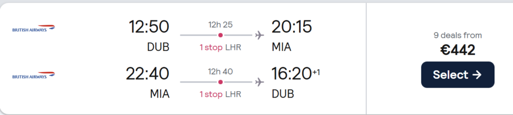 Cheap flights from Dublin to Miami for only €375 per adult. Discover Florida’s most iconic beach city with white sand beaches, palm-lined streets, vibrant nightlife, and stunning skyline views. Perfect long-haul getaway for couples, solo travellers, and sunshine lovers