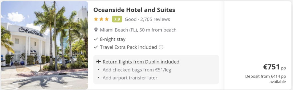 Cheap flights from Dublin to Miami for only €375 per adult. Discover Florida’s most iconic beach city with white sand beaches, palm-lined streets, vibrant nightlife, and stunning skyline views. Perfect long-haul getaway for couples, solo travellers, and sunshine lovers