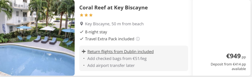 Cheap flights from Dublin to Miami for only €375 per adult. Discover Florida’s most iconic beach city with white sand beaches, palm-lined streets, vibrant nightlife, and stunning skyline views. Perfect long-haul getaway for couples, solo travellers, and sunshine lovers