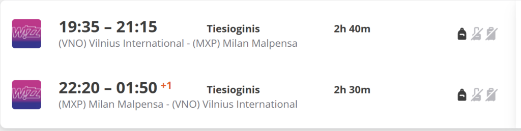 Vilnius Milanas city break su skrydžiu, 3 naktys dviem keliautojams, modernus viešbutis Milane, kaina nuo 337 € vienam asmeniui