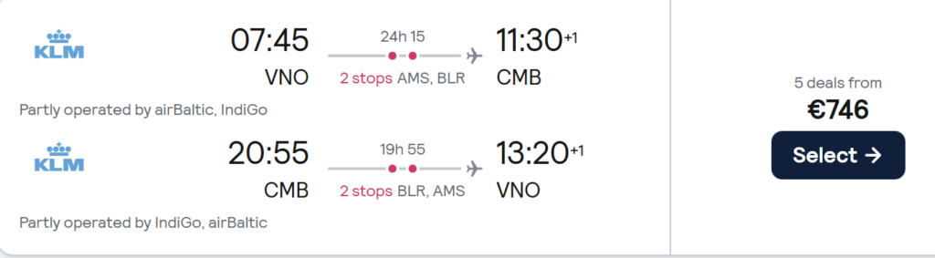 Colombo Šri Lanka iš Vilniaus – skrydžiai pirmyn ir atgal nuo 533 eurų, 2026 kovo 2–15