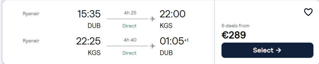 All inclusive Kos holiday from Dublin, 5-star resort, 7-night stay for two travellers, travel dates 12–19 June, price €809 per person, beach resort postcard design.