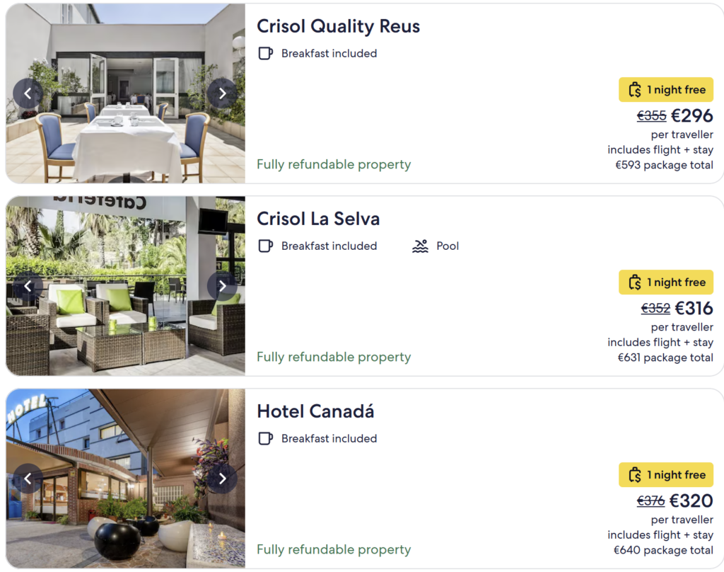 Cheap direct flights from Vilnius to Barcelona from €76 return. Barcelona beach and city skyline with travel dates March 17–24, 2026. Budget city break to Spain.