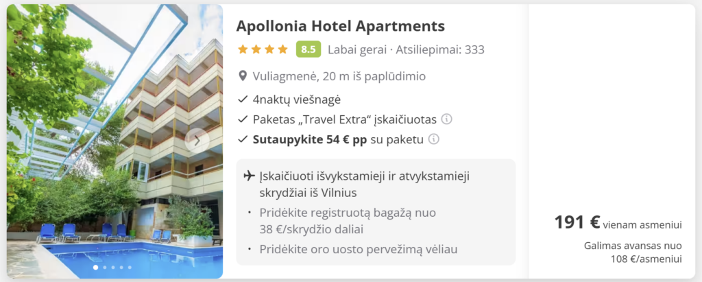 Pigių skrydžių pasiūlymas iš Vilniaus į Atėnus – tiesioginiai Ryanair skrydžiai 2026 m. gegužės 10–14 d. už 97 €, Graikijos miesto panorama su Akropoliu.