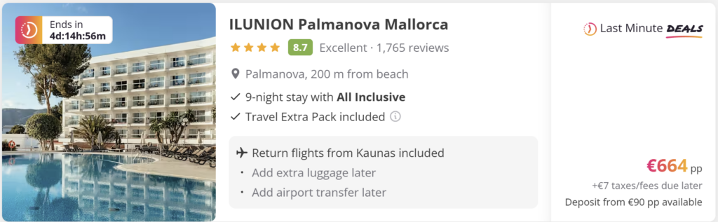 Palma de Mallorca last minute deal – skrydis pirmyn ir atgal už 104 €