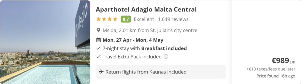 Paskutinės minutės skrydžių pasiūlymas į saulėtą kurortą su žema kaina ir tiesioginiu skrydžiu