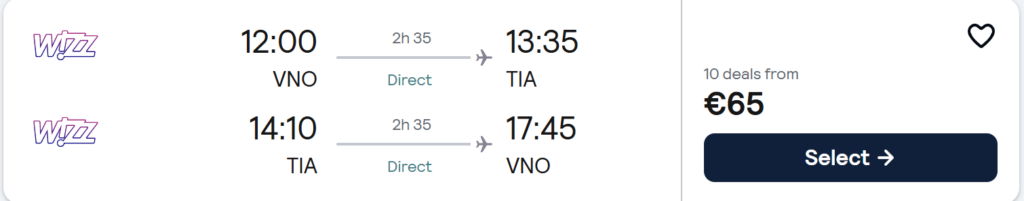 Pigi kelionė į Tiraną iš Vilniaus – tiesioginiai Wizz Air skrydžiai balandžio 21–28 d