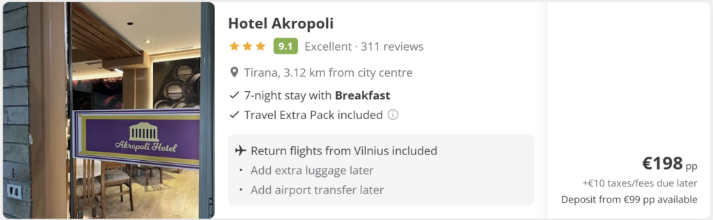 Pigi kelionė į Tiraną iš Vilniaus – tiesioginiai Wizz Air skrydžiai balandžio 21–28 d