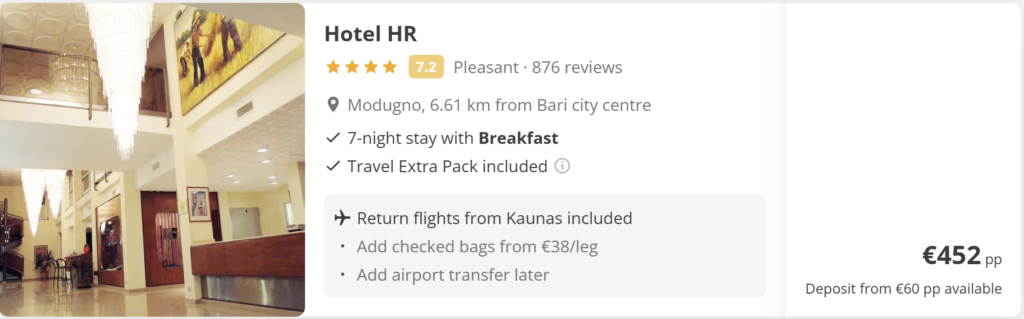 Hotel HR Bari modernus viešbutis Modugno, 7 nakvynės su pusryčiais, skrydžiai iš Kauno įskaičiuoti, kelionė į Bari nuo 452 € asmeniui