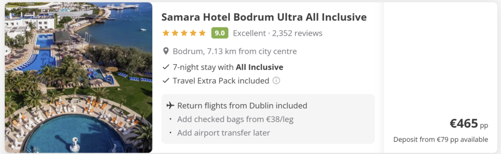 All Inclusive Bodrum holiday from Dublin – luxury resort with pools and sea views, 7 nights, direct flights, from €465 per person