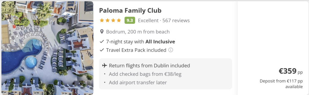 All Inclusive Bodrum holiday from Dublin – luxury resort with pools and sea views, 7 nights, direct flights, from €359 per person