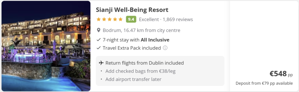 All Inclusive Bodrum holiday from Dublin – luxury resort with pools and sea views, 7 nights, direct flights, from €548 per person