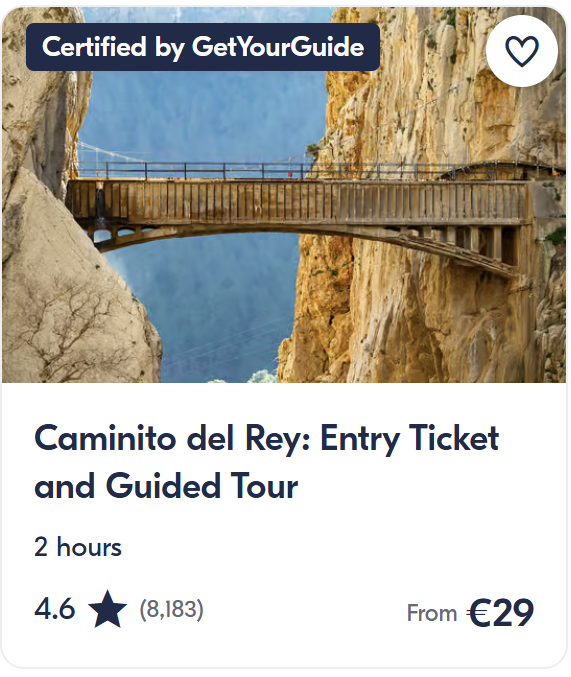 Caminito del Rey pėsčiųjų takas – medinis takas uolų tarpeklyje netoli Malagos.