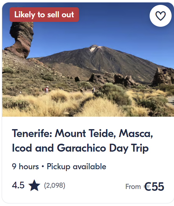 Mount Teide Masca Icod and Garachico Tenerife day trip, island sightseeing tour visiting volcano landscapes and historic towns.