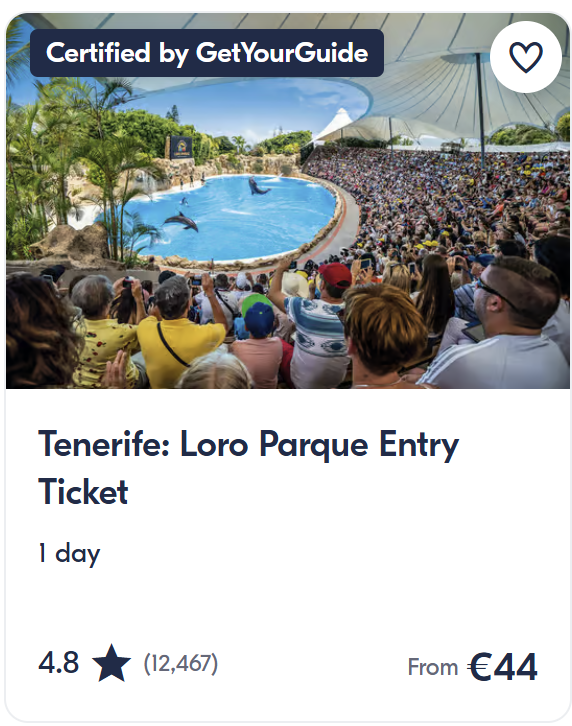 Loro Parque Tenerife entry ticket, popular wildlife park attraction in Puerto de la Cruz Canary Islands.