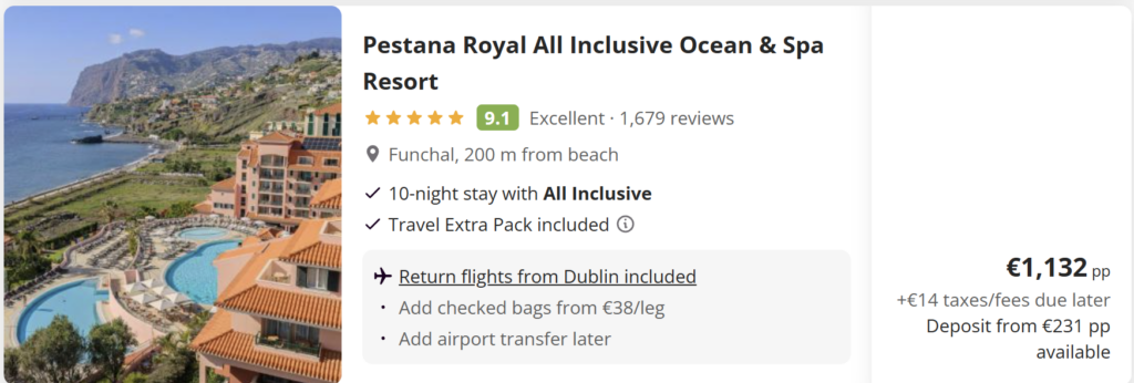 Madeira holiday deal from Dublin with flights and hotel included – best travel deals to Funchal Portugal