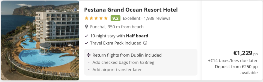 Madeira holiday deal from Dublin with flights and hotel included – best travel deals to Funchal Portugal