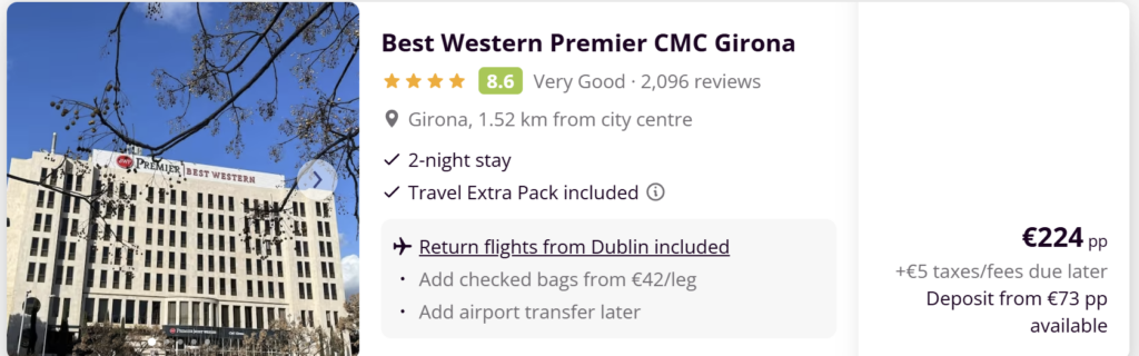 Best Western Premier CMC Girona hotel in Girona Spain near city centre, 2-night stay with return flights from Dublin included from €224 per person.