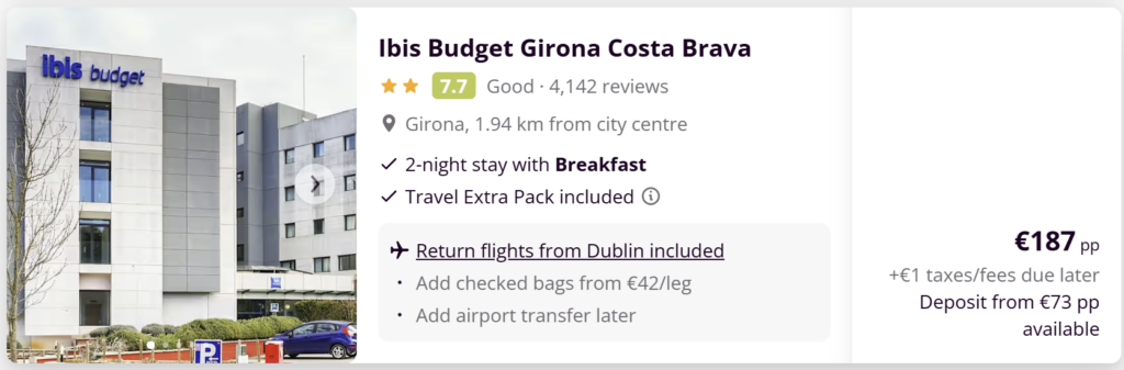 Ibis Budget Girona Costa Brava hotel in Girona Spain, 2-night stay with breakfast and return flights from Dublin included from €187 per person.