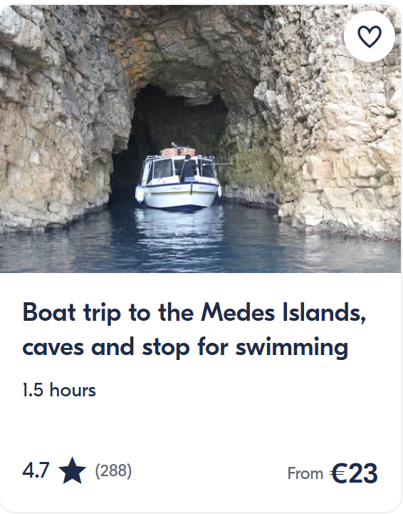 Costa Brava activities and tours including kayaking, snorkeling, boat trips, Girona volcano tour and Costa Brava day trips with prices and ratings.