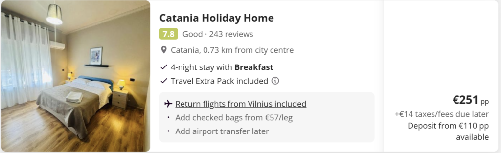 Pigūs skrydžiai iš Vilniaus į Kataniją Sicilijoje su tiesioginiais skrydžiais pirmyn ir atgal.