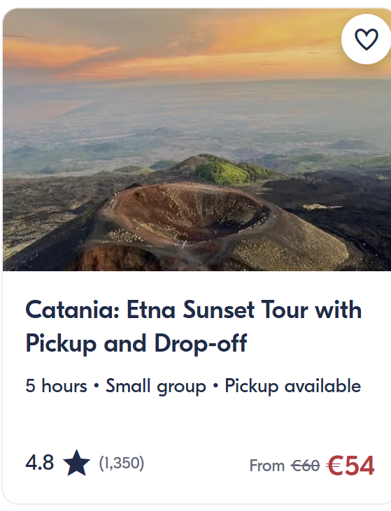 Top tours and activities in Catania Sicily including Mount Etna tours, Taormina day trips and Alcantara Gorges excursions.