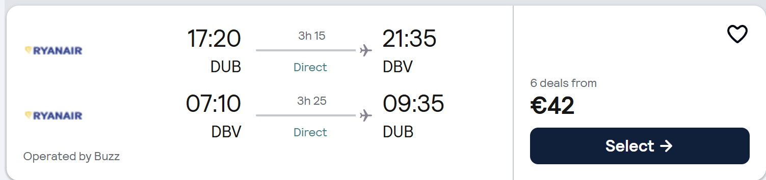 Cheap flight and hotel deal from Dublin to Dubrovnik Croatia with direct flights and coastal hotel stay