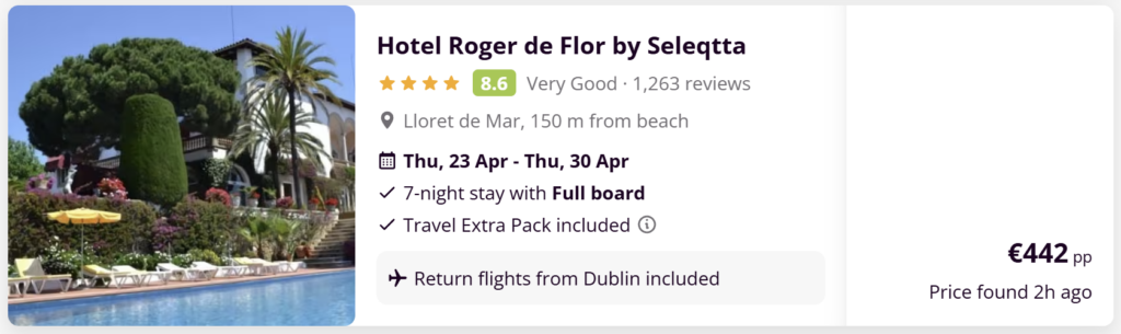 Cheap last minute holiday package  from Dublin