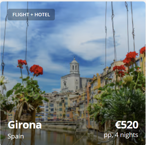 Personalized travel deals under €600 from Dublin, city and beach holiday options with fixed dates, custom travel planning page for European destinations
