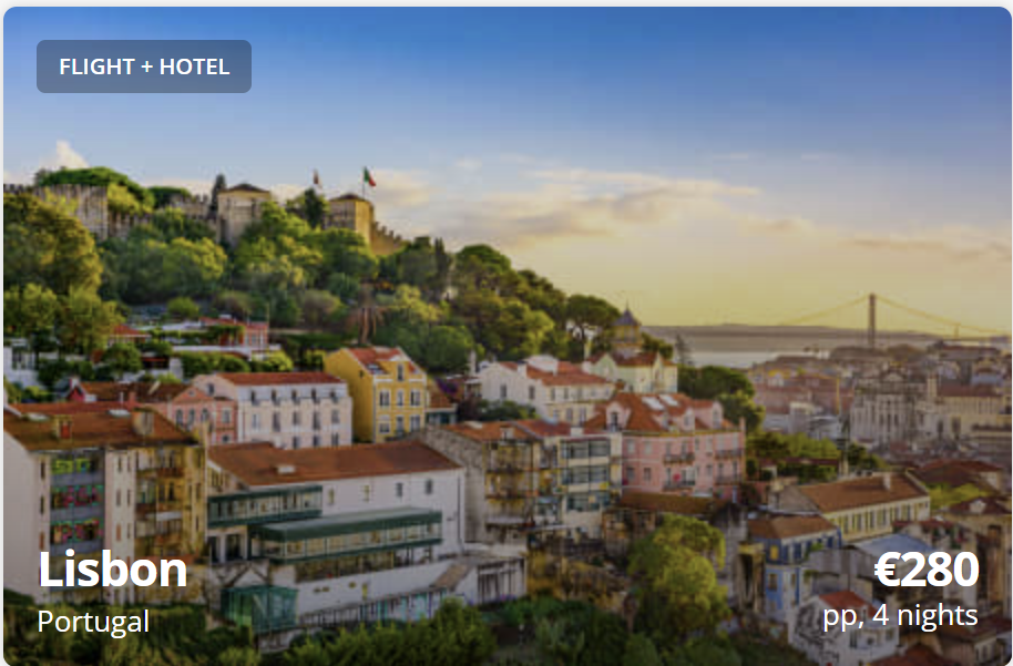 Personalized travel deals under €600 from Dublin, city and beach holiday options with fixed dates, custom travel planning page for European destinations