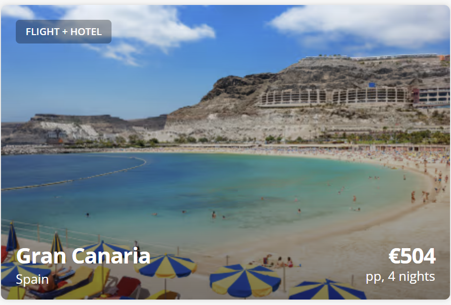 Beach holiday package from Dublin with flight and hotel included, travel dates 30 March to 3 April, Easter break deal