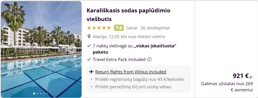 Alanja iš Vilniaus, 5 žvaigždučių „Concordia Celes Beach“ viešbutis, ultra viskas įskaičiuota, 2026 gegužės 27 – birželio 3, kaina 641 € asmeniui
