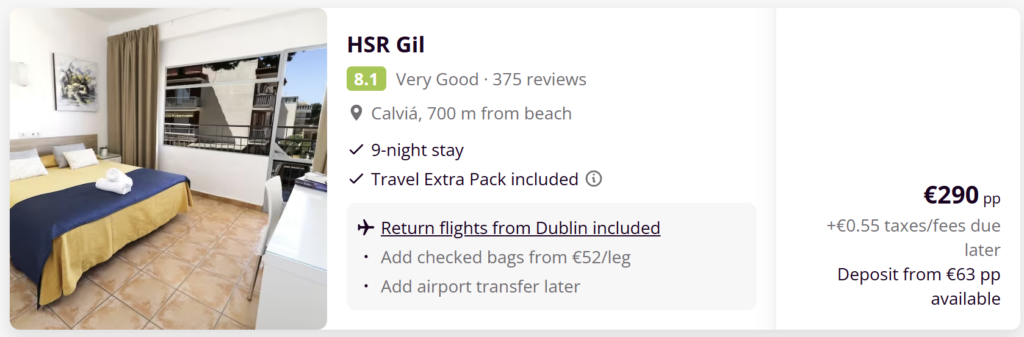 Cheap flights from Dublin to Palma Mallorca with direct Ryanair flights, travel dates April 2026, from €37 return
