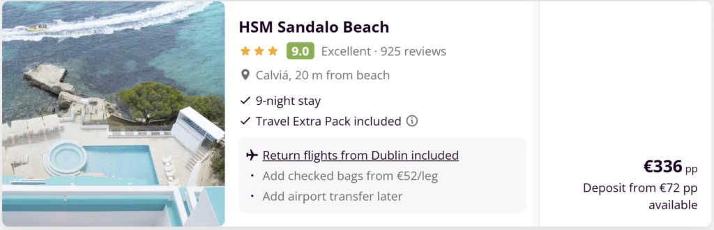 Cheap flights from Dublin to Palma Mallorca with direct Ryanair flights, travel dates April 2026, from €37 return