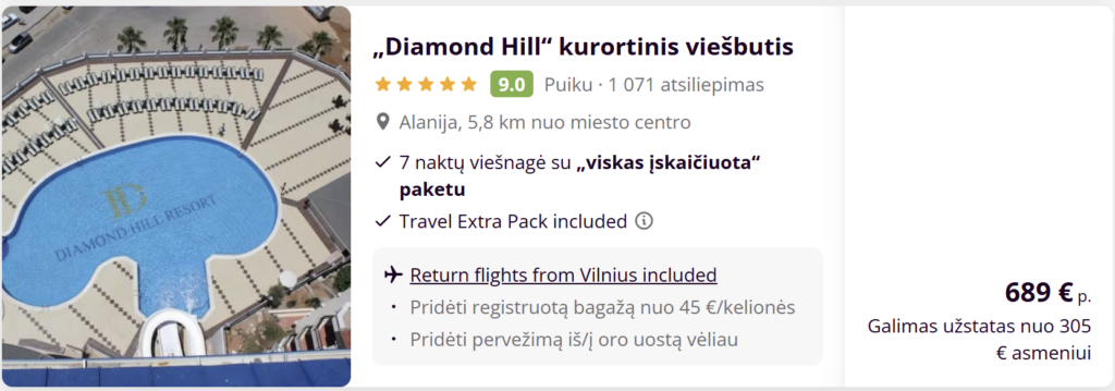 Alanja iš Vilniaus, 5 žvaigždučių „Concordia Celes Beach“ viešbutis, ultra viskas įskaičiuota, 2026 gegužės 27 – birželio 3, kaina 641 € asmeniui