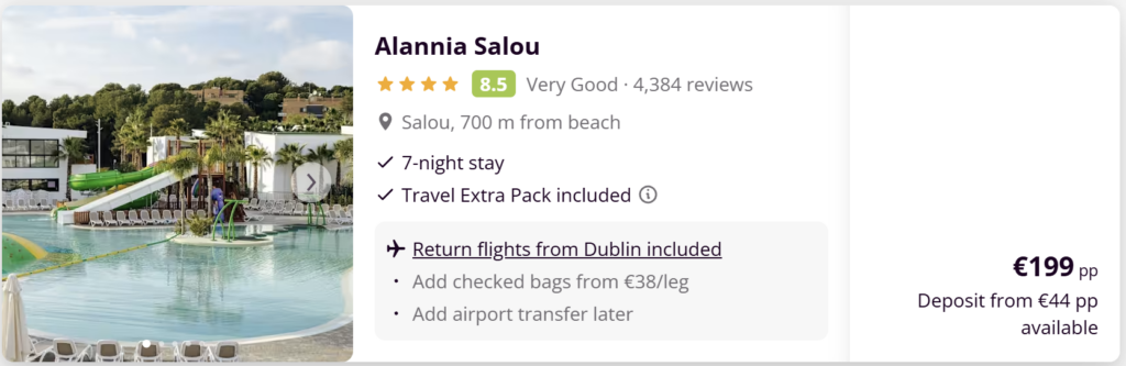 Salou Spain holiday from Dublin with 4 star Palas Pineda hotel near the beach and flights included from €202 per person