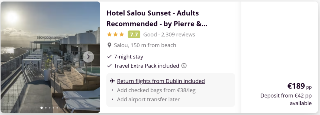 Salou Spain holiday from Dublin with 4 star Palas Pineda hotel near the beach and flights included from €202 per person