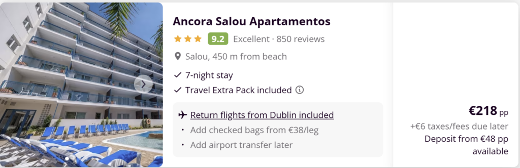 Salou Spain holiday from Dublin with 4 star Palas Pineda hotel near the beach and flights included from €202 per person