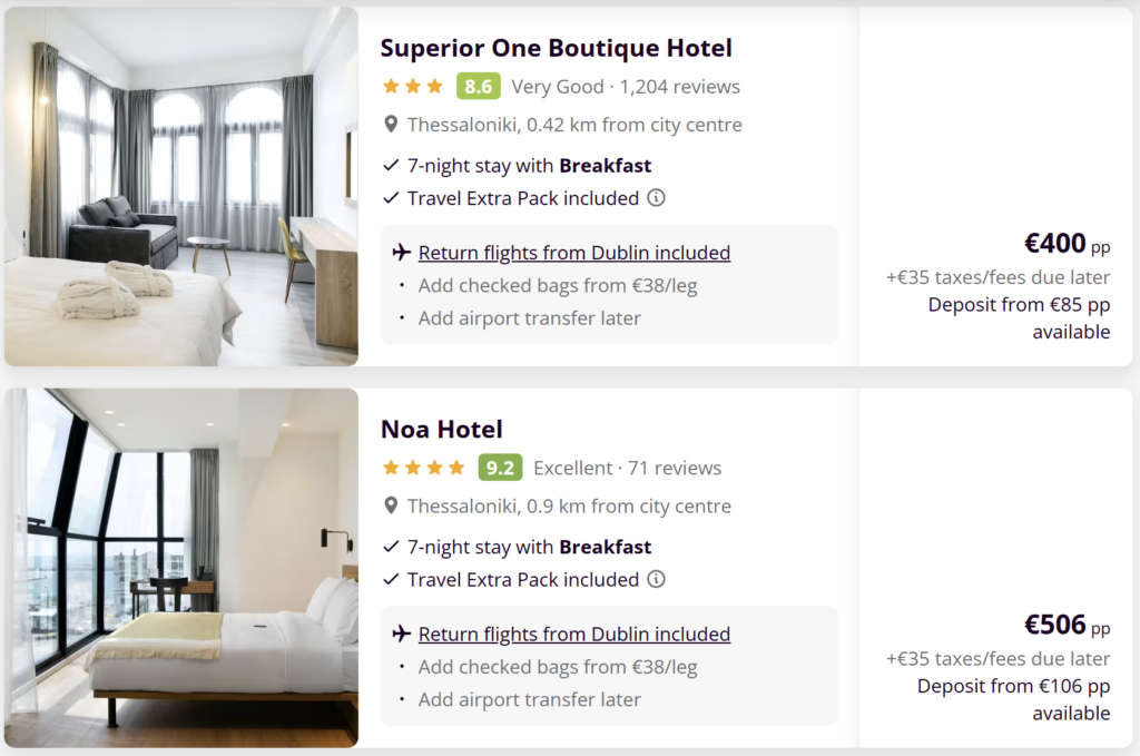 cheap Thessaloniki holidays from Dublin with flights and hotel