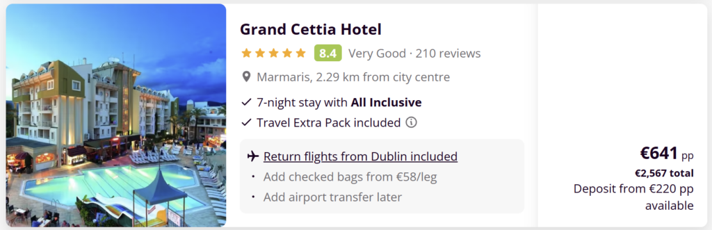 Family holiday in Marmaris Turkey at Green Nature Resort and Spa with swimming pool, beach and all-inclusive package from Dublin.