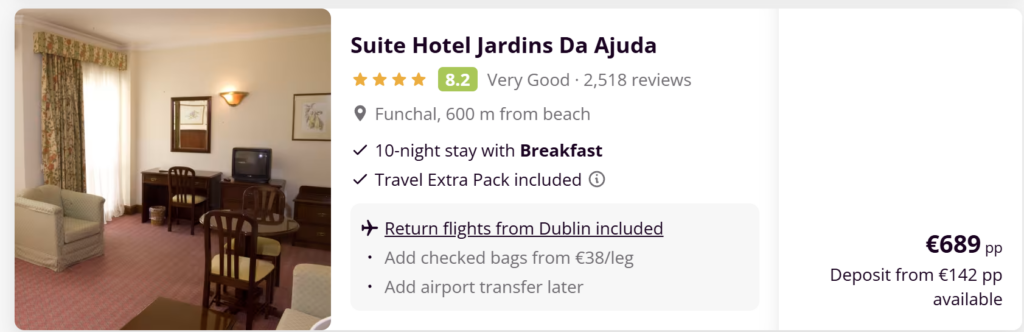 Madeira holiday deal from Dublin with flights and hotel included – best travel deals to Funchal Portugal