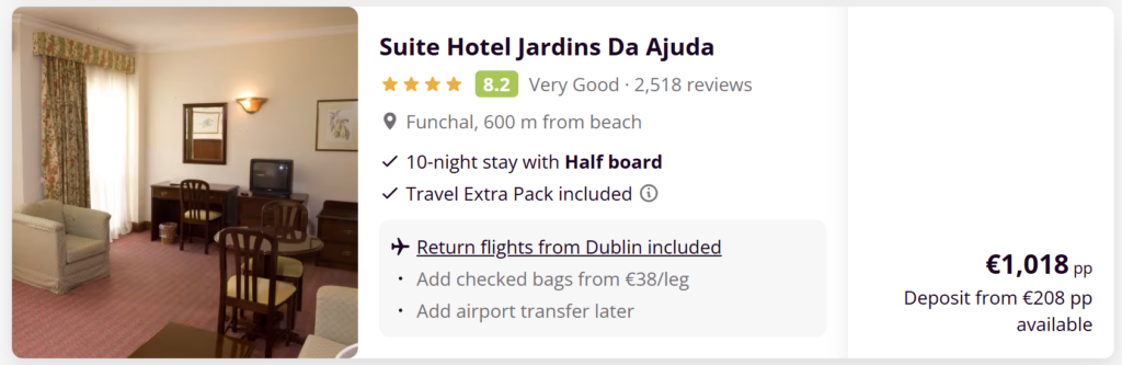 Madeira holiday deal from Dublin with flights and hotel included – best travel deals to Funchal Portugal