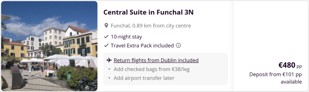 Madeira holiday deal from Dublin with flights and hotel included – best travel deals to Funchal Portugal